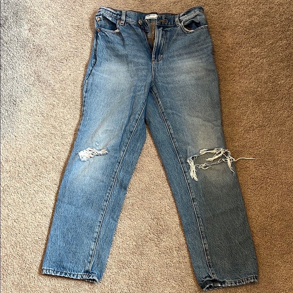 Distressed Blue Denim Jeans
